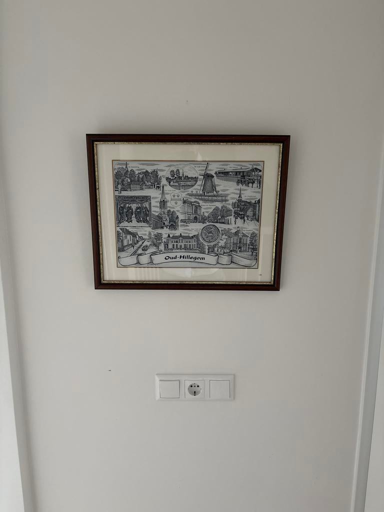 Oud-Hillegom glasgravure met 18-karaats gouden rand, Ophalen of Verzenden