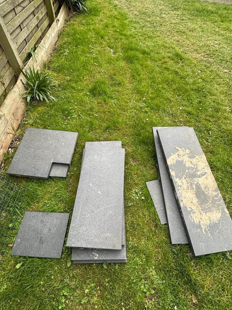 Basalt hardsteen antraciet - vijverrand, Ophalen, Gebruikt, Natuursteen, Terrastegels