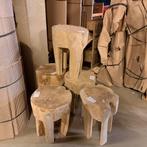 Boomstam bijzettafel krukje – teak - 30 x 30 cm - TTM Wonen, TTM Wonen, Meubels – (Perzische) Tapijten en Woonaccessoires, Taag 63, 2491 CS, Den Haag (Forepark)