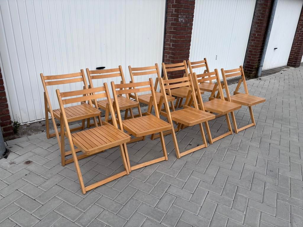 Partij houten klapstoelen, Ophalen, Gebruikt, Bruin, Onbekend