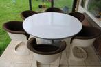 CADO Design eetkamerset – 6 stoelen + ronde tafel (Ø 140 cm), Huis en Inrichting, Ophalen, Gebruikt, Vintage. Retro. Jaren '70. Design.
