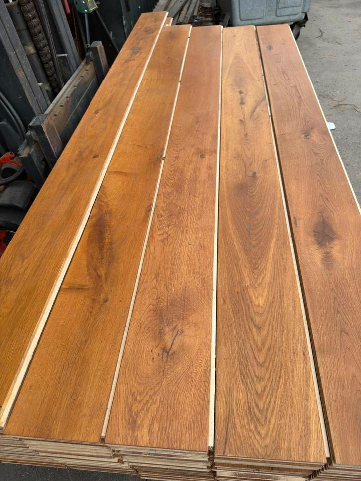 Eiken vloer 41 m2 multivloer 18 cm breed 1,8 cm dik top 6 mm, Doe-het-zelf en Verbouw, Vloerdelen en Plavuizen, Gebruikt, Vloerdelen of -planken