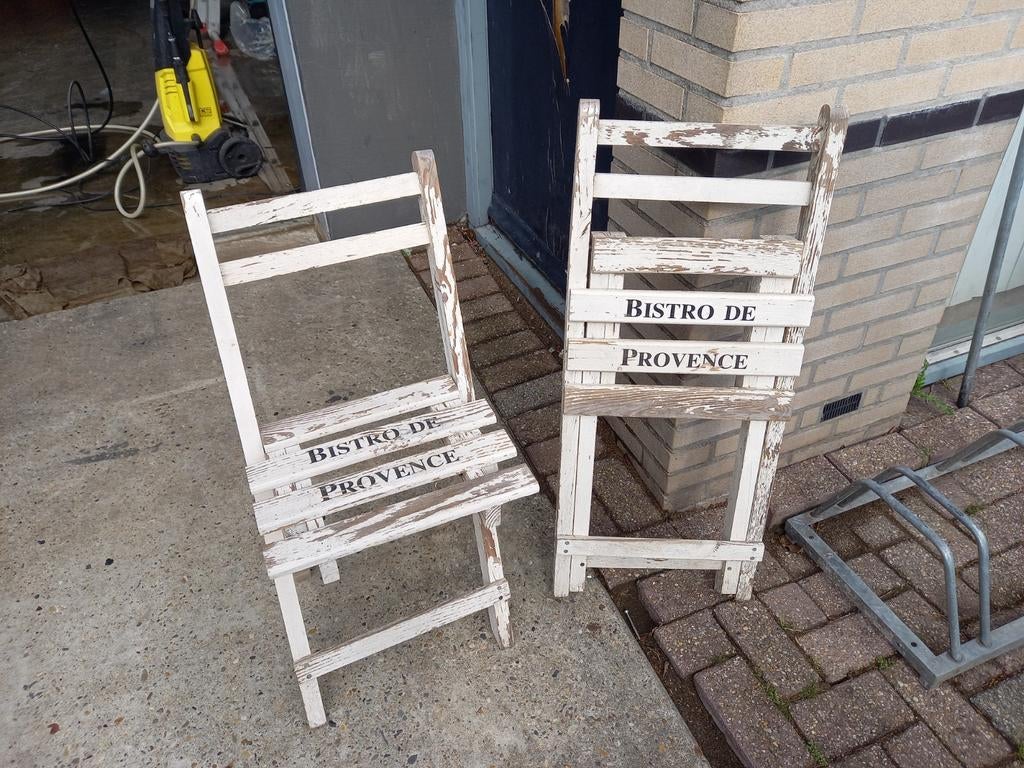 Vintage Bistro De Provence Klapstoelen (2 stuks), Ophalen, Gebruikt