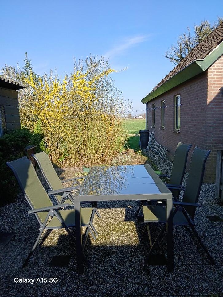 tuinmeubelen, Tuin en Terras, Tuinstoelen, Gebruikt, Textileen, Inklapbaar, Verstelbaar, Ophalen