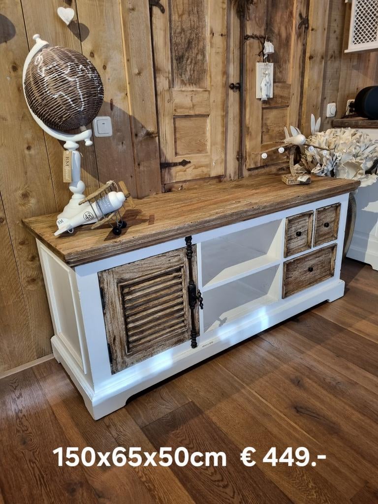 Landelijk Brocant TV meubel Amanda € 449.-, Huis en Inrichting, Ophalen of Verzenden, Zo goed als nieuw, 25 tot 50 cm, Minder dan 100 cm