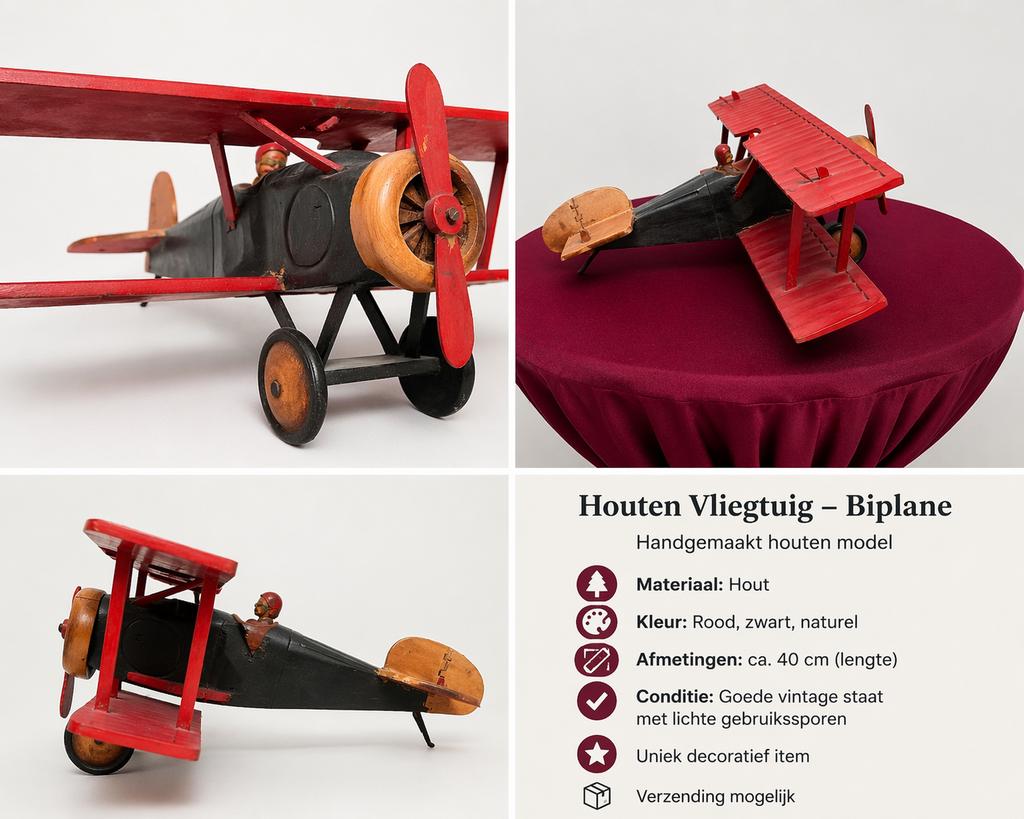Houten dubbeldekker vliegtuig, Ophalen of Verzenden, Gebruikt
