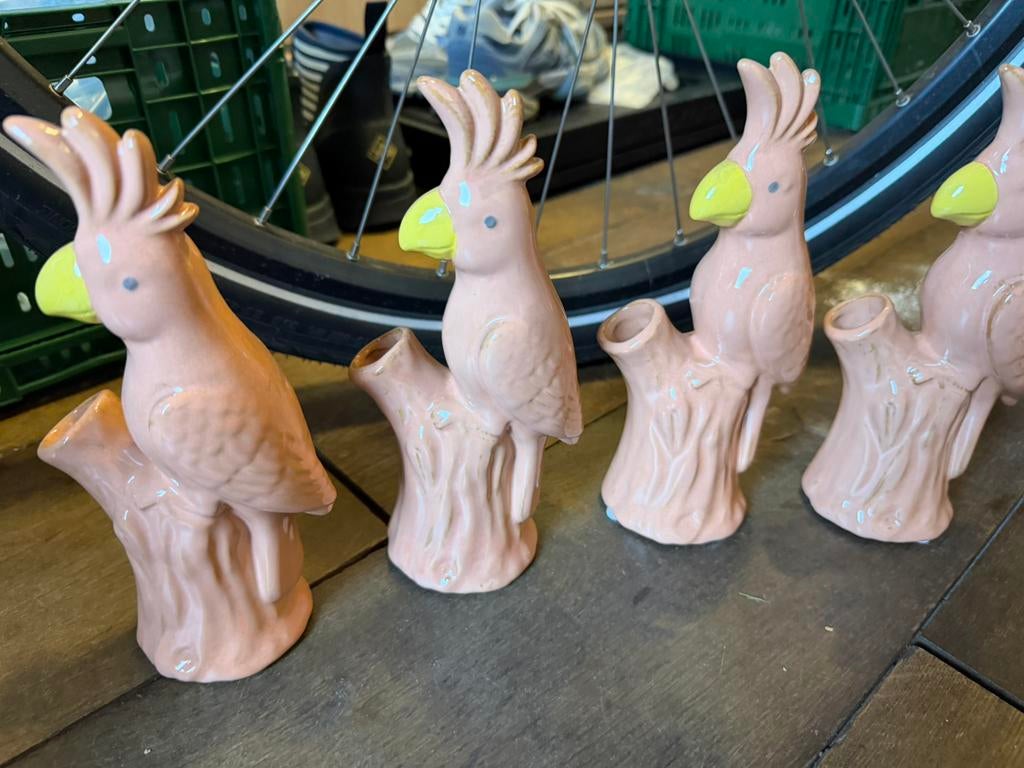 4 vaasjes vogel vorm, Huis en Inrichting, Ophalen, Overige kleuren, Minder dan 50 cm, Glas