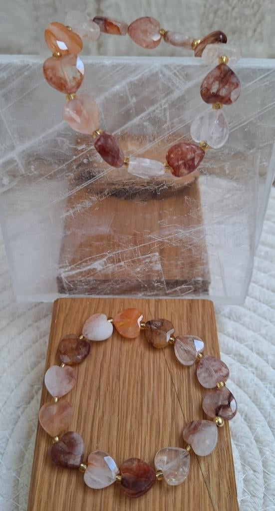 Unieke Hematoidekwarts armband, in hartvorm, Sieraden, Tassen en Uiterlijk, Edelstenen, Ophalen of Verzenden, Nieuw