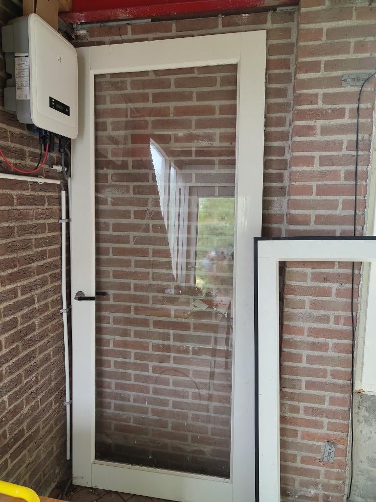 Hardhouten BINNENDEUR 229,3 cm x 97,3 cm met glas, Ophalen, Gebruikt, 80 tot 100 cm, 215 cm of meer