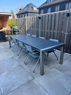 Mooie tuintafel 8 personen staal/graniet, Tuin en Terras, Tuintafels, Ophalen, Gebruikt, Rechthoekig, Metaal
