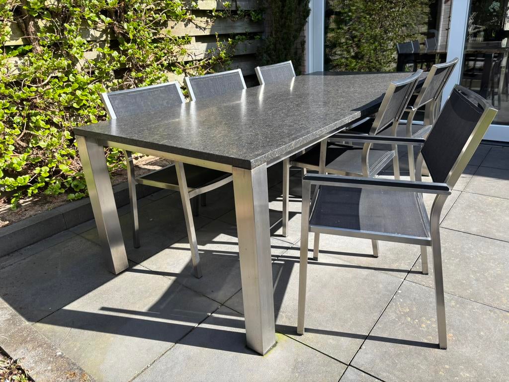 Tuintafel met stoelen, Ophalen, Rechthoekig, Rvs