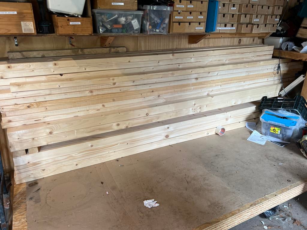 Houten balken en osb planken - Vuren - Diverse lengtes, Nieuw, Ophalen of Verzenden, Balk, Vuren