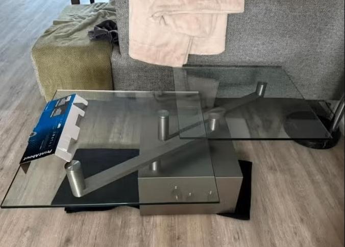 Salontafel Metaal/glas, Huis en Inrichting, Tafels | Salontafels, Ophalen, 50 tot 100 cm, 50 tot 100 cm, Zo goed als nieuw