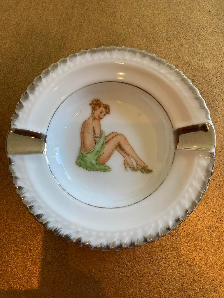 Vintage VEPE Asbak met Pin-up Dame - Porselein, Ophalen of Verzenden