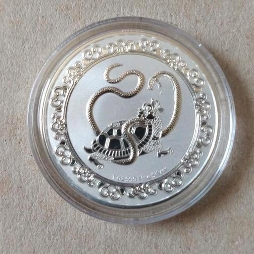 1 oz Zilver Black Turtle munt van 2021 Celestial serie Niue, Ophalen of Verzenden, Zilver
