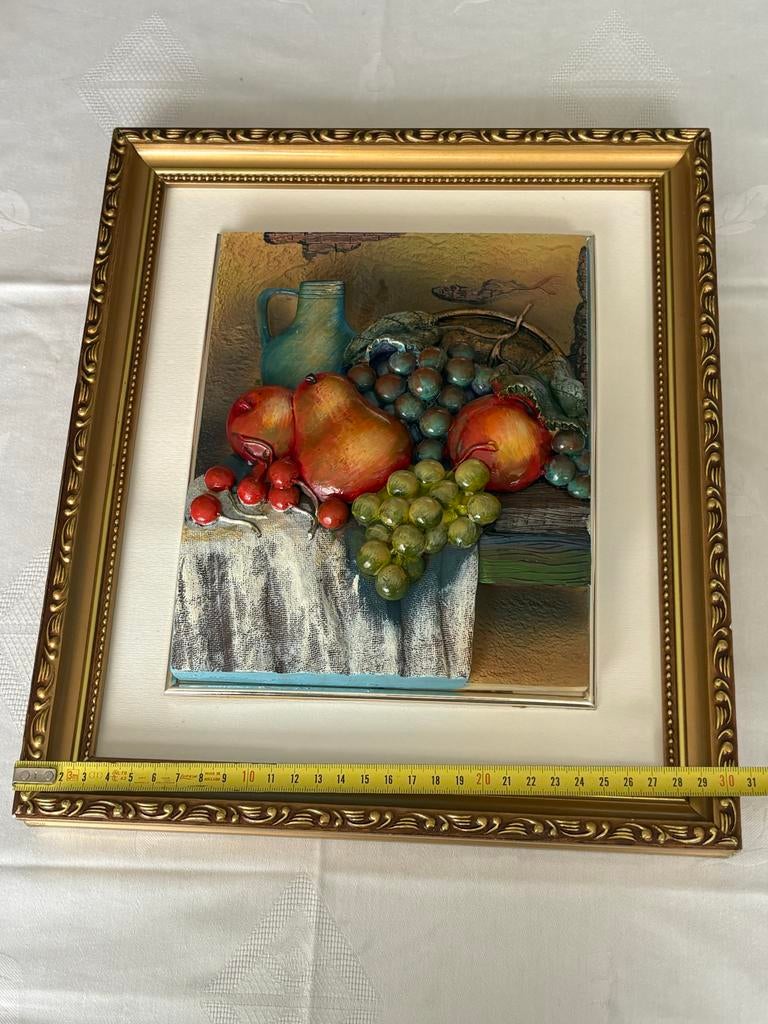 3D stilleven fruit schilderij in lijst, Ophalen of Verzenden
