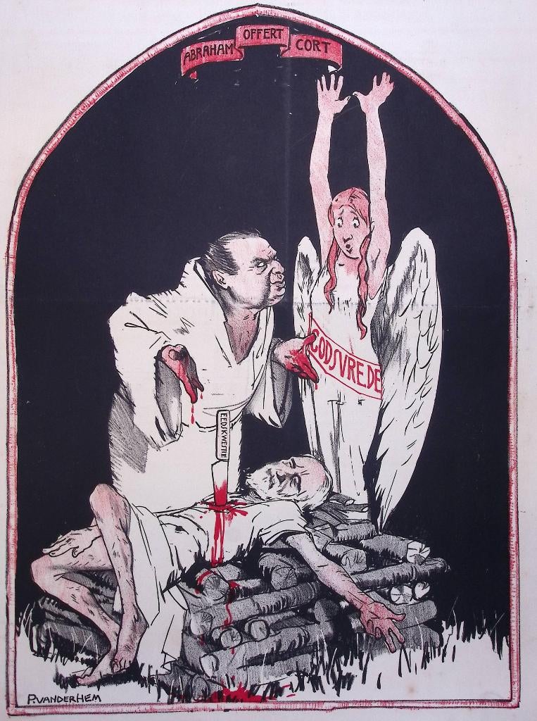 Minister Cort wordt gestoken met mes "eedskwestie" op spotpr, Antiek en Kunst, Kunst | Litho's en Zeefdrukken, Ophalen