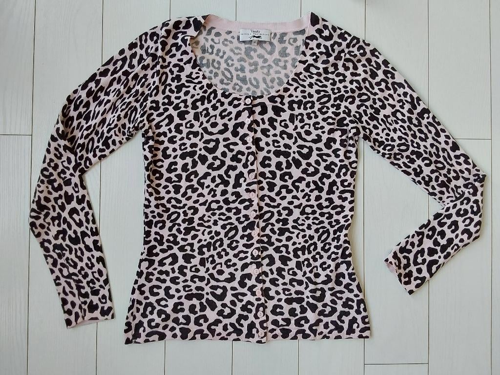 Vanity vest maat S 36 roze zwart panterprint, Kleding | Dames, Truien en Vesten, Gedragen, Maat 36 (S), Roze, Verzenden