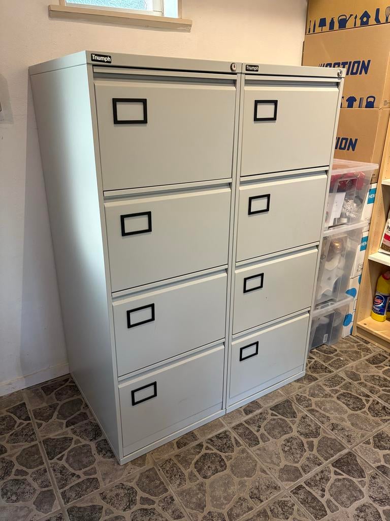 2x Triumph metalen Archiefkast Dossierkast ladekast, Ophalen, 25 tot 50 cm, Minder dan 50 cm, Minder dan 100 cm