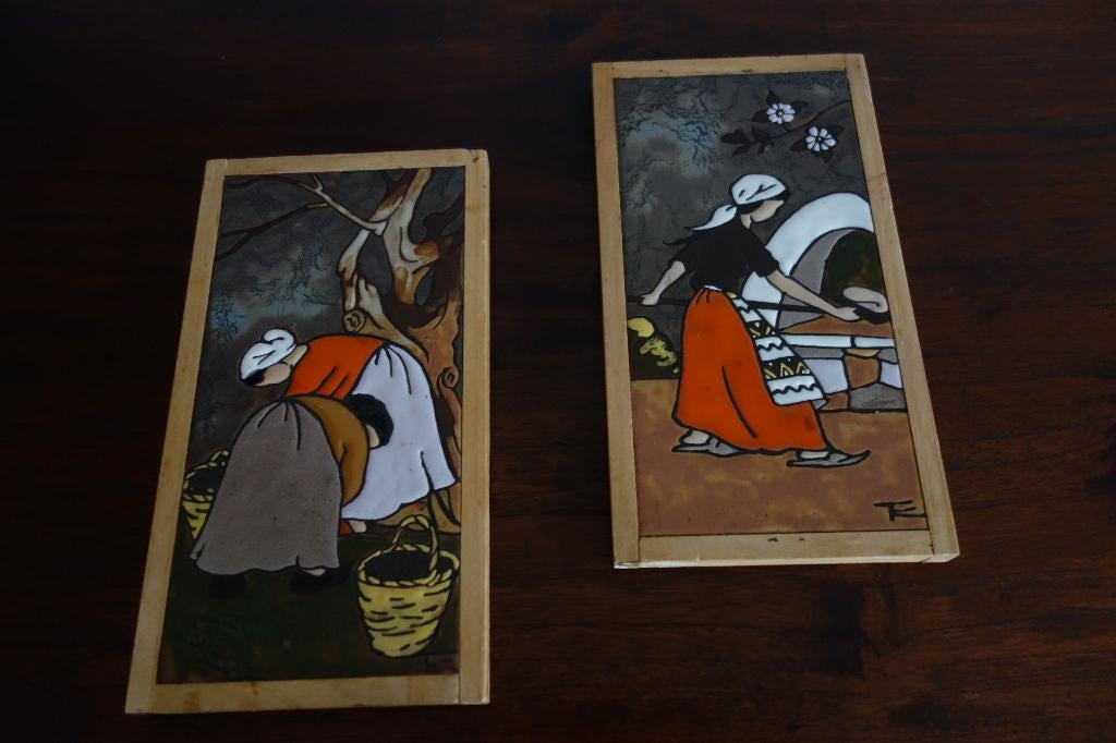 Wandtegels 2x Grieks keramiek, Antiek en Kunst, Antiek | Wandborden en Tegels, Ophalen of Verzenden