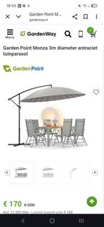Garden Point Monza 3m diameter antraciet Tuin Parasol, Tuin en Terras, Parasols, Ophalen, Nieuw