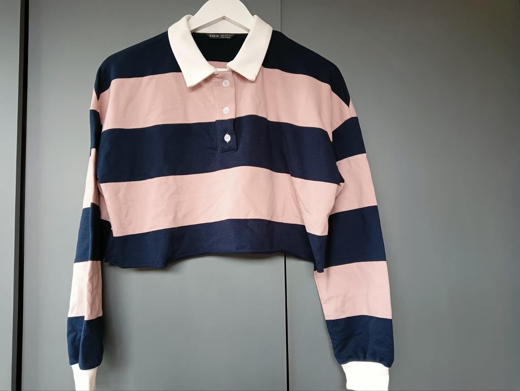 Roze/marineblauw gestreepte sweater mt XS van Shein, Ophalen of Verzenden, Zo goed als nieuw, Roze, Maat 34 (XS) of kleiner