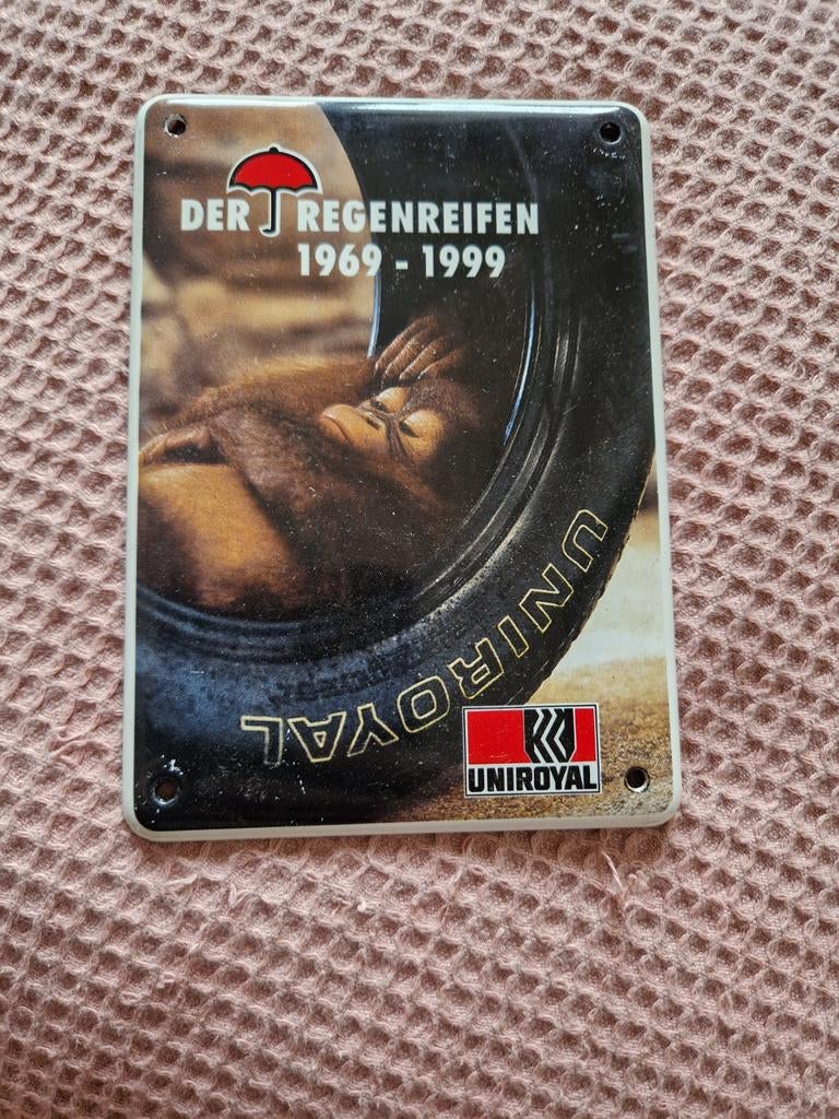 Uniroyal Emaille reclamebordje  deurpostje, Ophalen of Verzenden, Gebruikt, Reclamebord