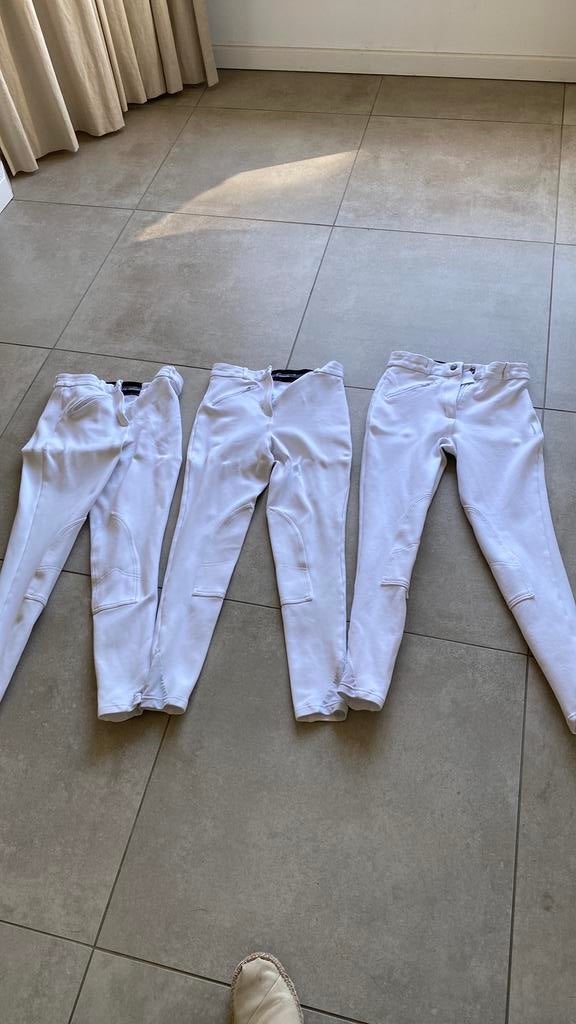 Drie witte katoenen rijbroeken 146,158,164, Ophalen of Verzenden, Zo goed als nieuw, Dressuur, Onderkleding