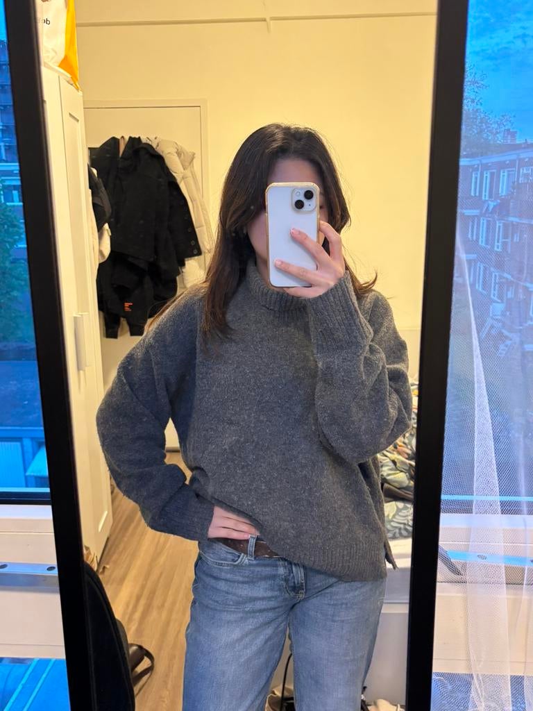 Uniqlo Dark Grey Knit Jumper, Ophalen of Verzenden, Gedragen, Maat 38/40 (M), Grijs