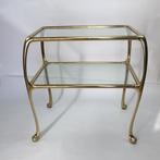 Art deco messing tafel met glasplaat, Ophalen, Zo goed als nieuw, 25 tot 50 cm, Rechthoekig