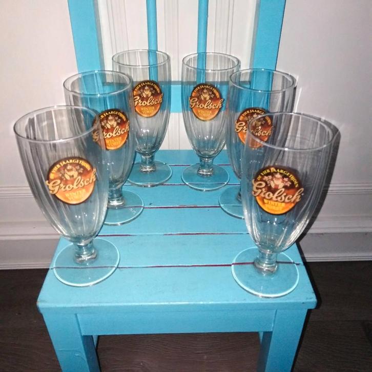 Grolsch wintervorst bierglazen set van 6, Verzamelen, Biermerken, Zo goed als nieuw, Glas of Glazen, Grolsch, Ophalen