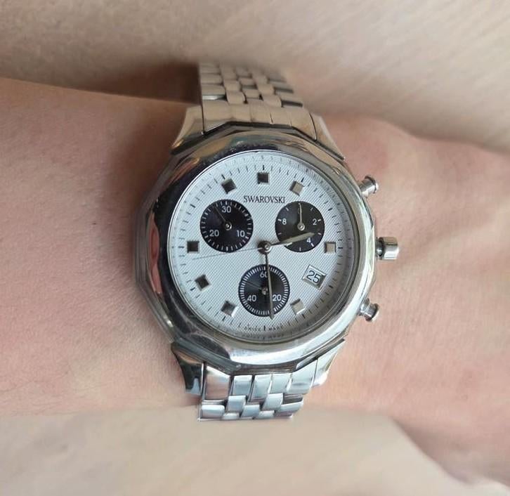 Prachtig Swarovski mannen horloge - Nieuwe batterij!, Sieraden, Tassen en Uiterlijk, Horloges | Heren, Overige merken, Staal, Staal