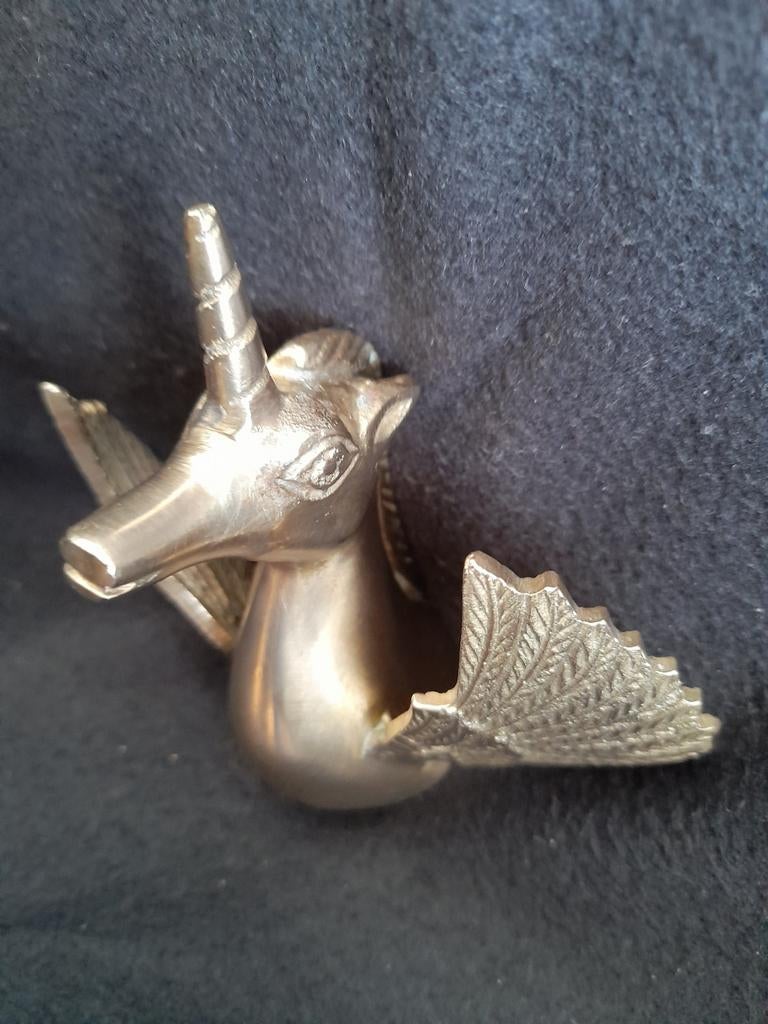 Unieke bronzen eenhoorn met vleugels, Ophalen of Verzenden