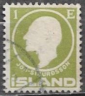 IJSLAND 1E. zegel 100e Geb.dag van Jón Sigurdsson 1911, Verzenden, IJsland, Gestempeld