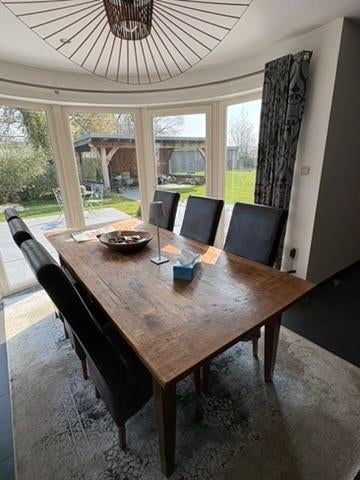 Luxe leren eetkamerstoelen, Ophalen, Bruin, Leer, Zo goed als nieuw