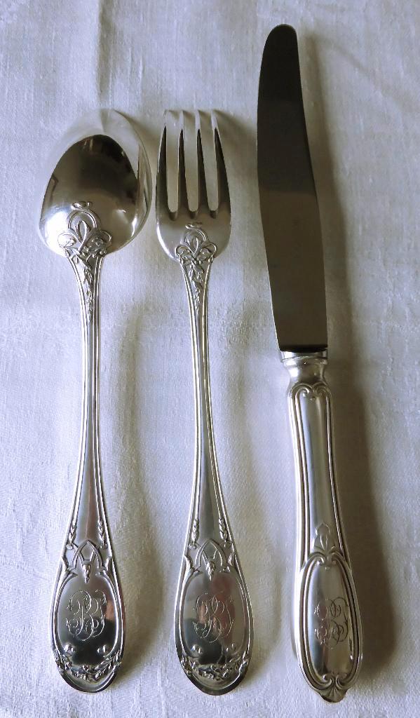 Antiek FRANS verzilverd bestek 12 personen BOULENGER, Antiek en Kunst, Antiek | Bestek, Ophalen of Verzenden