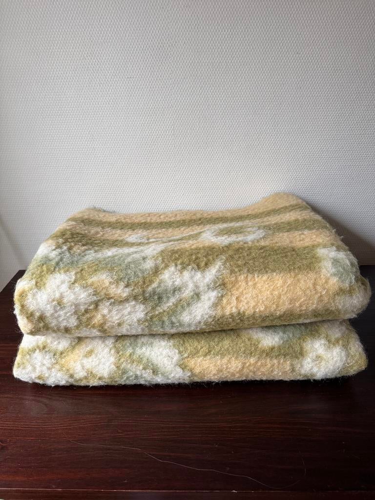 Groot Vintage Wollen Deken, Woondeken, Vroom en Dreesman Wol, Huis en Inrichting, Woonaccessoires | Plaids en Woondekens, Gebruikt