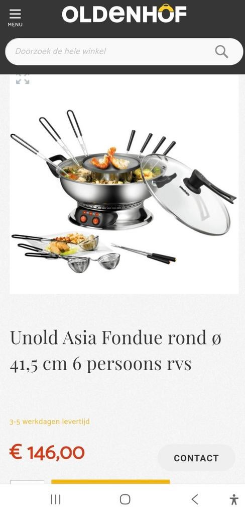 Unold Hotpot/Thai Asia fondue 6 persoons, Ophalen