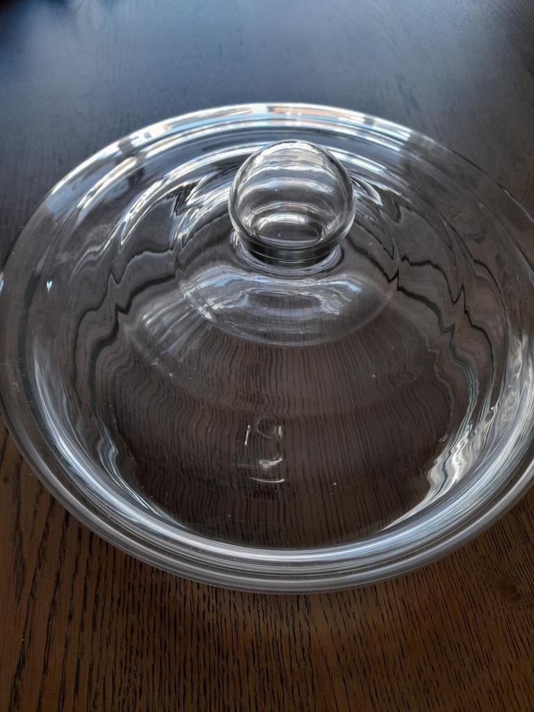 Glazen koekschaal met deksel, Antiek en Kunst, Antiek | Glas en Kristal, Ophalen of Verzenden