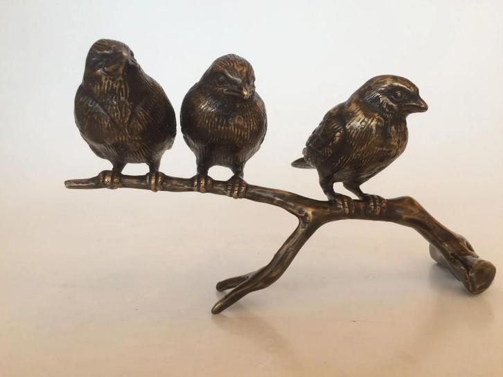 3 musjes op tak BronzenBeelden-Winkel, Antiek en Kunst, Kunst | Beelden en Houtsnijwerken, Ophalen of Verzenden