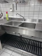 RVS Spoelbak Werkbank met Dubbele Bakken, Ophalen, Gebruikt, RVS Meubilair