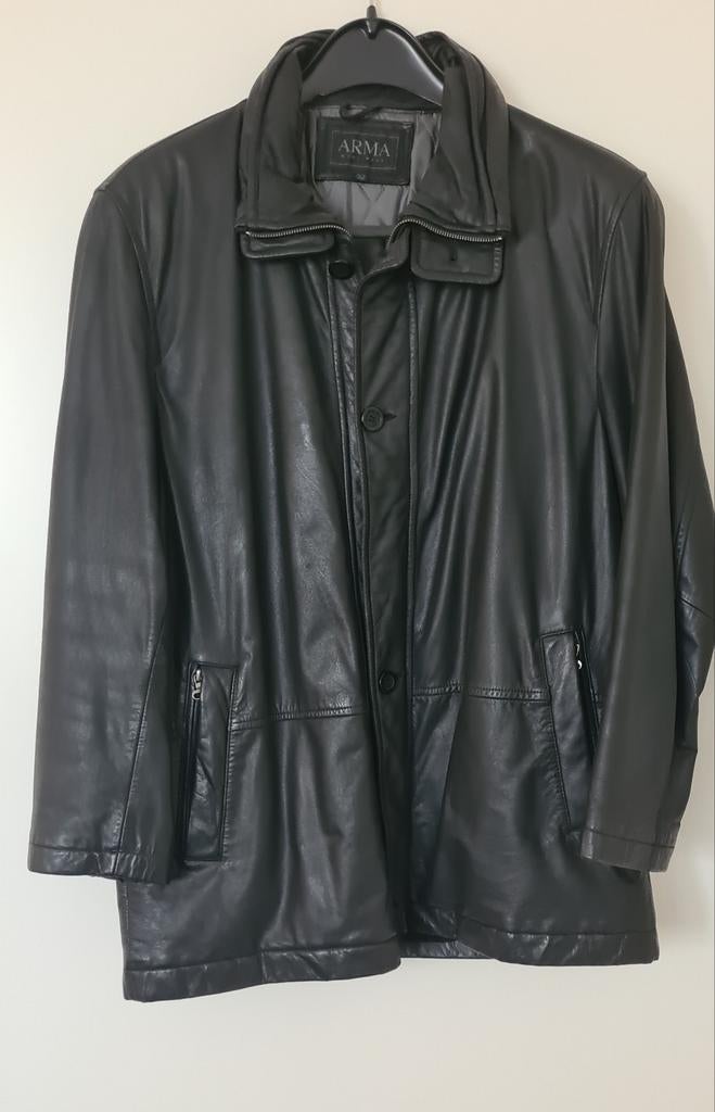 Arma zwart leren jas, maat 52, Kleding | Heren, Jassen | Winter, Ophalen of Verzenden