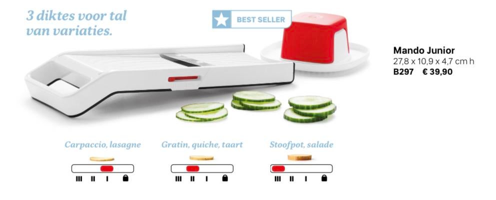 Tupperware Mando Junior Mandoline - Nieuw, Huis en Inrichting, Keuken | Tupperware, Verzenden, Nieuw, Wit, Overige typen