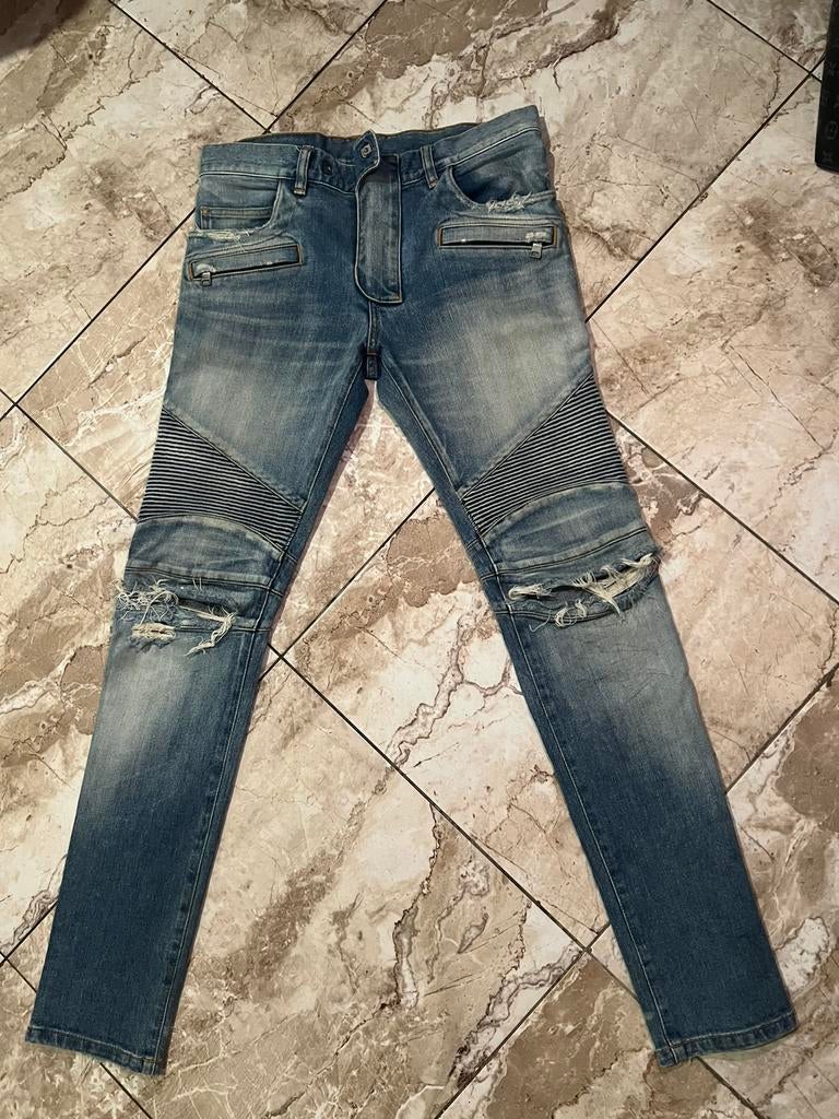 Balmain Biker Jeans, Ophalen of Verzenden, Zo goed als nieuw, Blauw, W32 (confectie 46) of kleiner