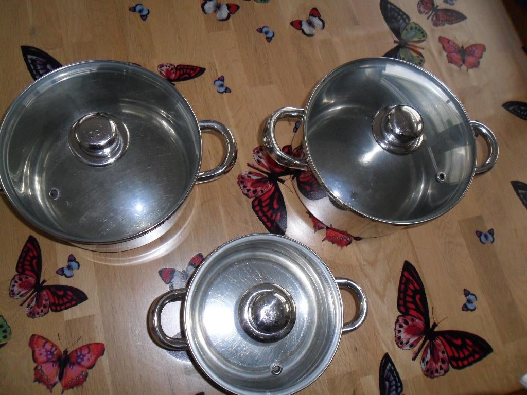 OUDE PANNEN, Huis en Inrichting, Keuken | Potten en Pannen, Ophalen, Gebruikt, Rvs, Pannenset