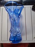 Blauwe glazen Murena Knobbelvaas - 32 cm hoog, Ophalen of Verzenden
