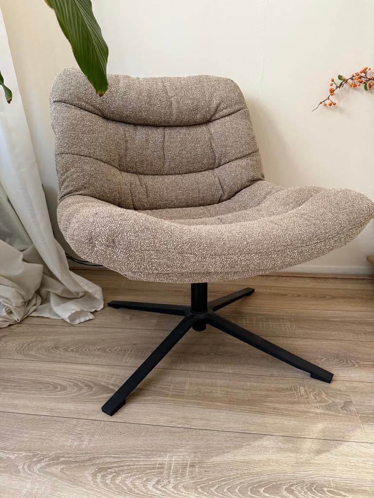 Eleonora Fauteuil Danica beige, Huis en Inrichting, Ophalen, 75 tot 100 cm, Zo goed als nieuw, Stof