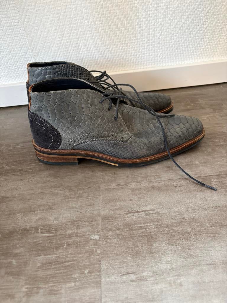 Jens7en - Nette, blauwe/grijze slangenleer schoenen, Ophalen of Verzenden, Zo goed als nieuw, Blauw, Overige typen