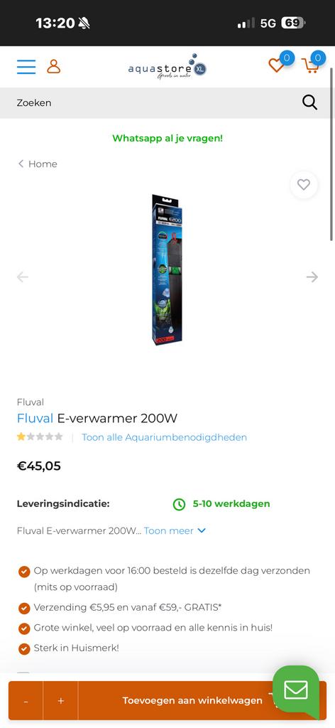 fluval heater, Ophalen of Verzenden, Zo goed als nieuw