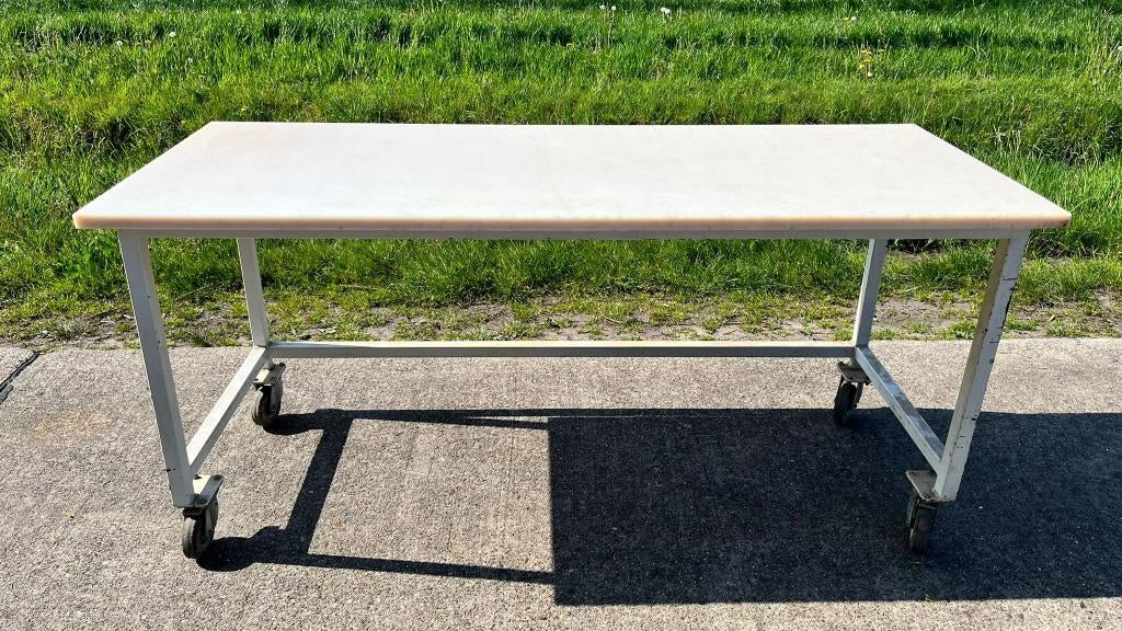 RVS werktafel op wielen 200x80 cm, Doe-het-zelf en Verbouw, Werkbanken, Ophalen, Gebruikt, 170 cm of meer